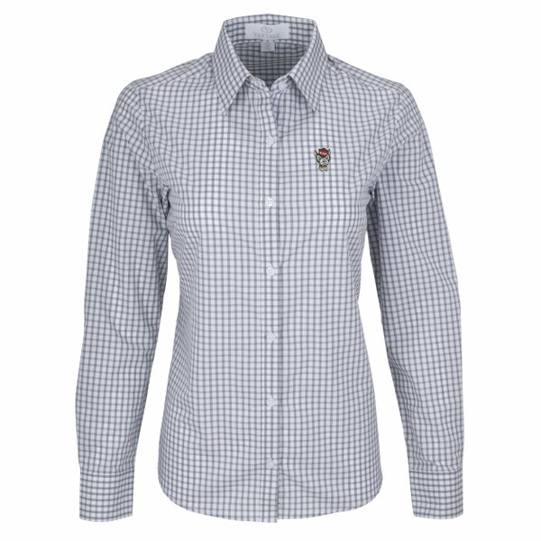 Grey/White Ladies Gingham Button Do